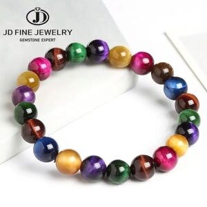 Tiger Eye Bracelet Natural Stone Round beads Multi color/sizes choices new in 🎁